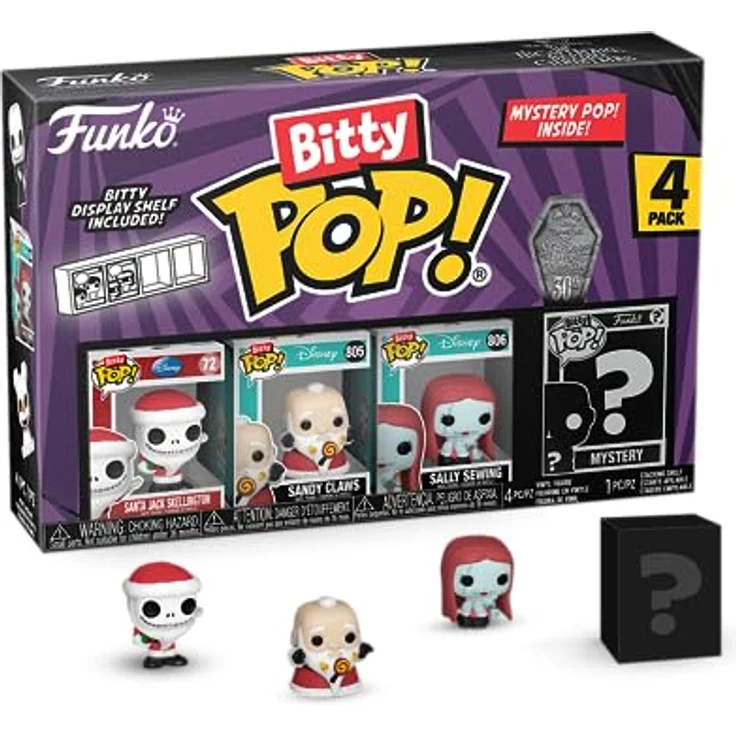 Funko TNBC - Santa Jack Skellington Sandy Claws Sally Sewing - Bitty Pop! Sammelfigur im Acryl-Hartschalen-Schutz – Bild 1