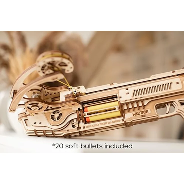 Wood Trick Bullet Boltcaster Armbrust 3D Holzpuzzle, mechanisches Modellbausatz mit 411 Teilen, schießt bis zu 10 m, für Erwachsene und Kinder – Bild 3