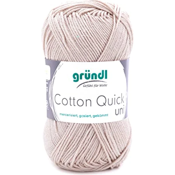 Gründl Cotton Quick Uni Strickgarn/Häkelgarn, 1 Knäuel à 50 g (farbenfrohes Garn aus 100% Baumwolle, OEKO-TEX zertifiziert, 50 g / 125 m, Nadelstärke: 3-4, 1 x 50 g), Sand – Bild 1