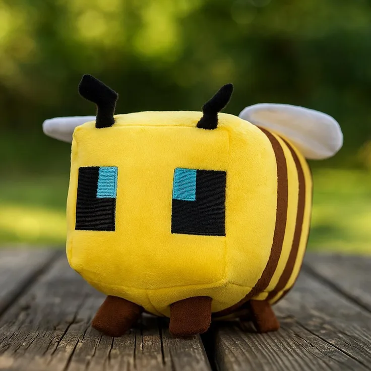 Whitehouse Leisure Minecraft Plüschtier Biene 15 cm, gelb-braun mit Pixel-Flügeln