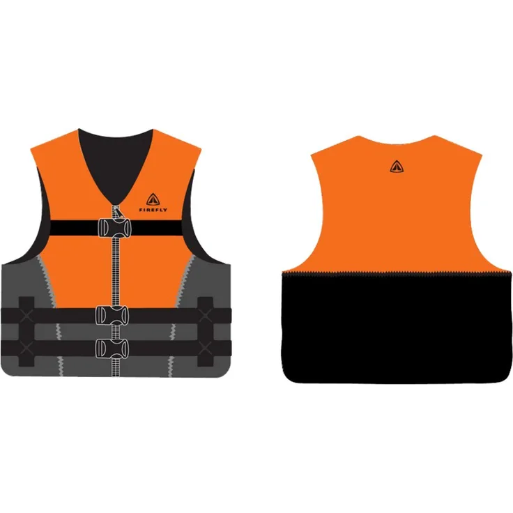 FIREFLY Schwimmweste Ux.-Schutzweste Swim Vest für Erwachsene, orange/schwarz/grau, mit dreilagigem Polyethylen-Schaumstoff und verstellbaren Schnallen