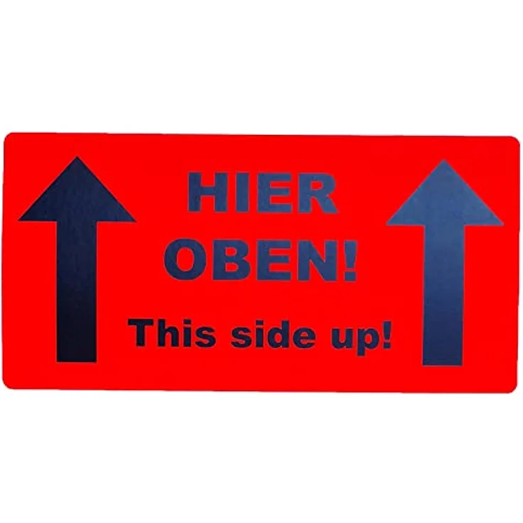 varivendo 50 Aufkleber Etikett "Hier oben - this side up", rote Versandaufkleber, Größe 10 x 5 cm – Bild 1