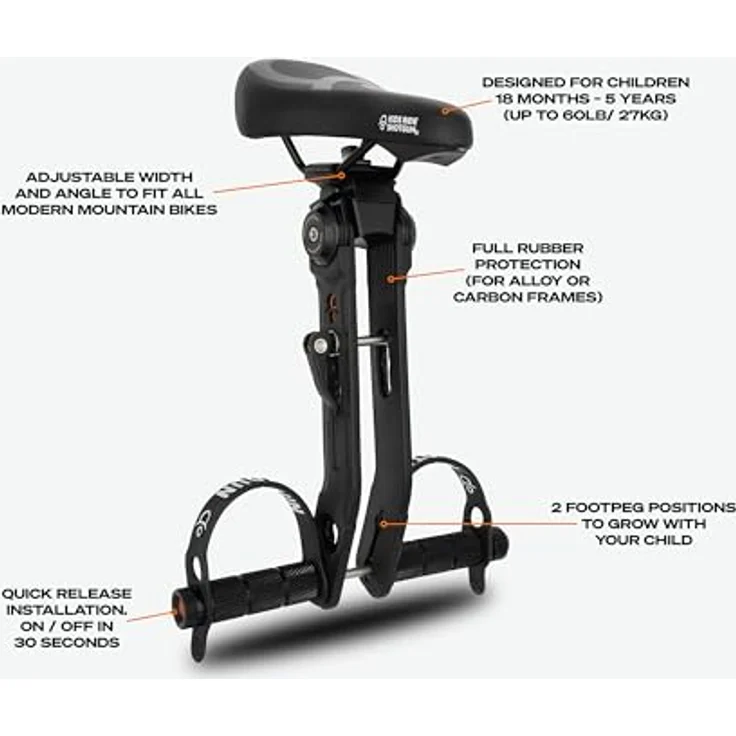 Shotgun MTB Front Kindersitz 2. 0 - Schwarz. – Bild 3