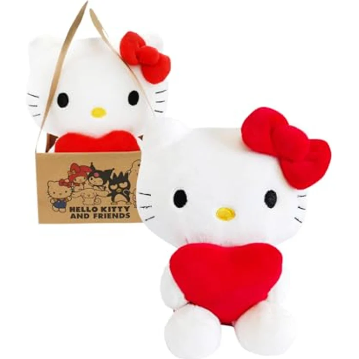 Joy Toy Hello Kitty Heart Plüsch, 14 cm, weicher Plüsch, in Kartontäschchen, Weiß-Rot, perfekt als Geschenk – Bild 1