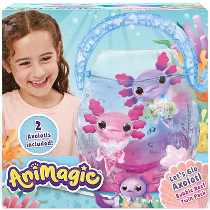 Goliath Animagic Doppel-Axolotl-Packung, 2 Plüschtiere im Blasen-Aquarium, Rosa/Lila, ab 4 Jahren – Bild 6