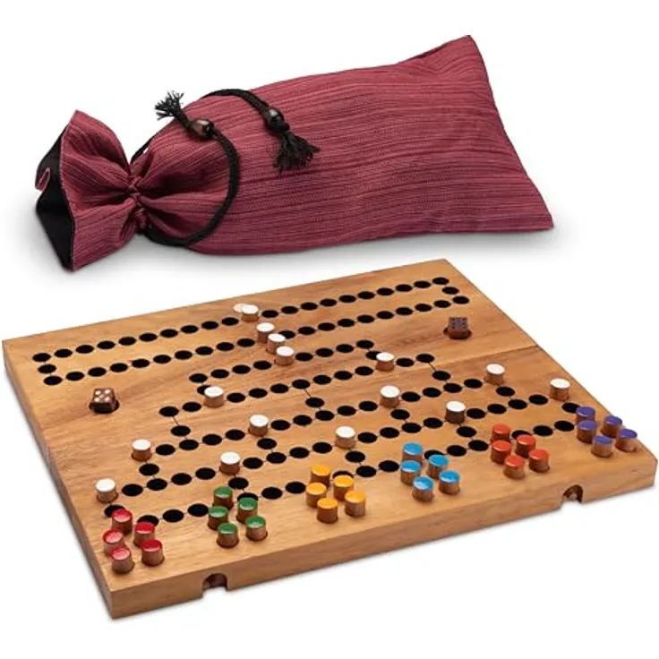 LOGOPLAY Blockade, Strategiespiel für 2 bis 6 Spieler, klappbares Spielfeld 26 x 33 cm, Stoffbeutel inklusive, aus Holz