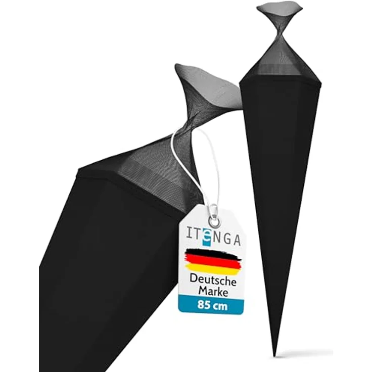 itenga Bastelschultüte Schultütenrohling Zuckertüte Schultüte eckig 85 cm mit Tüllverschluss (schwarz) – Bild 9