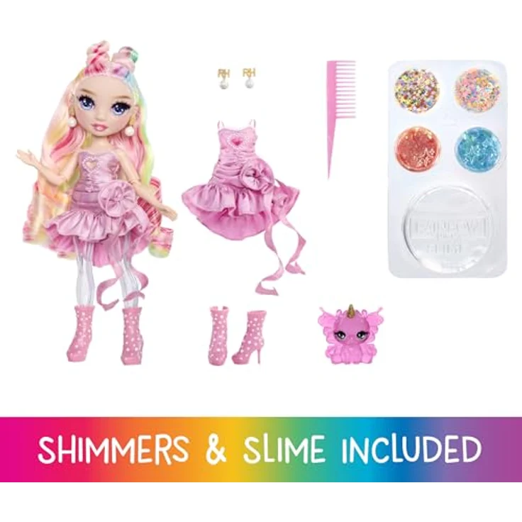 Rainbow High Anziehpuppe Rainbow Shimmers, Fashion Doll Bella mit durchsichtigen Beinen und Glitzer-Schleim, pink – Bild 2