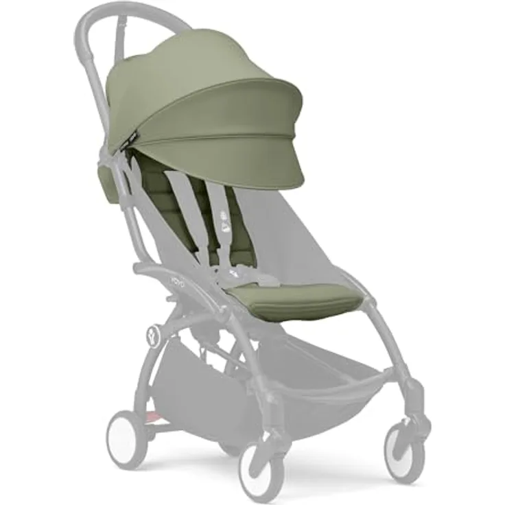 Stokke YOYO 6+ Farbpaket, Olive - Nur Textilien: Sitzpolster, ausziehbares Verdeck & Reißverschlusstasche hinten - Erfordert YOYO-Rahmen (separat erhältlich)