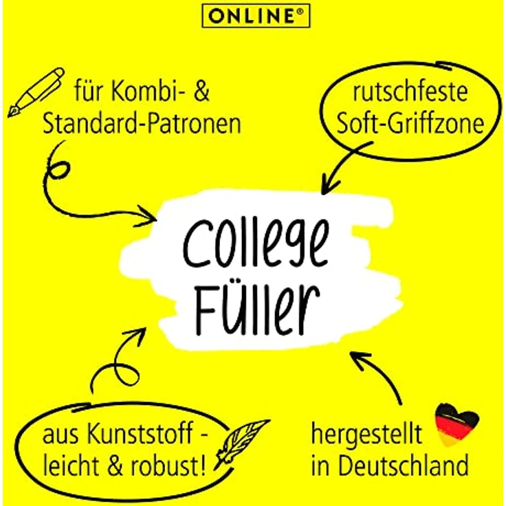 Online Pen Füller College Füllhalter, ergonomisch, ideal für die Schule, hergestellt in Deutschland, Blau – Bild 4