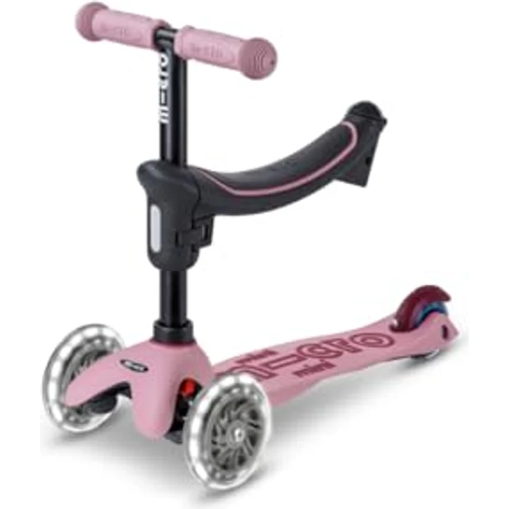 MICRO mini micro Deluxe Rock & go LED, 6-in-1 Scooter für Kinder von 1 bis 6 Jahren, Dusty Rose, mit Wippe und höhenverstellbarer Lenkstange – Bild 3
