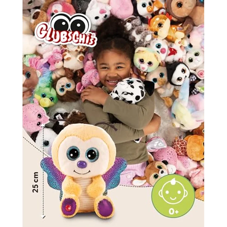 NICI GLUBSCHIS Schmetterling Sunshine Lou, Kuscheltier 25cm aus weichem gelben Plüsch mit Glitzeraugen und niedlichen Fühlern, ideal zum Kuscheln und Spielen für Kinder & Erwachsene | 61850 – Bild 3