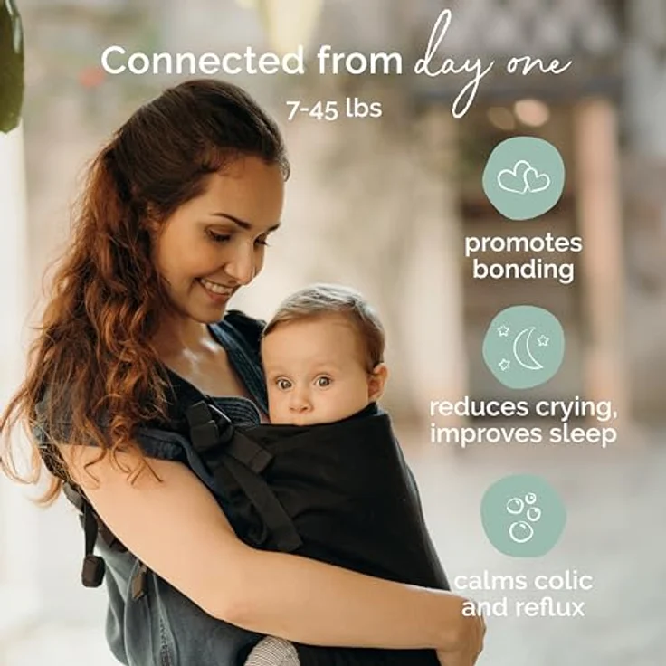 Boba X Babytrage "Black Beauty", ergonomische Babytrage für Neugeborene (3-20 kg) mit verstellbaren Gurten und integrierter Schlafkapuze – Bild 3