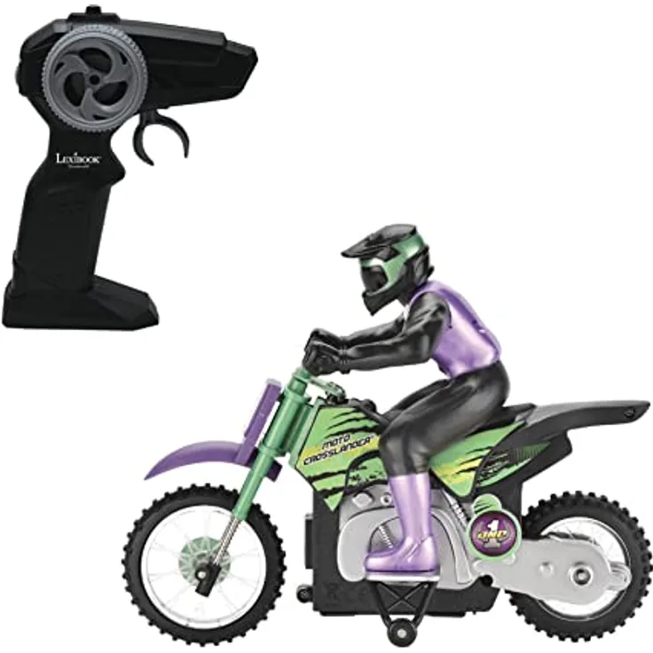 Lexibook, Crosslander® funkferngesteuertes Geländemotorrad, bis zu 12km/h, perfekte Balance, Lichteffekte, verrückte Drifts, schnelle Beschleunigung, ergonomische Fernbedienung, wiederaufladbar, RC18
