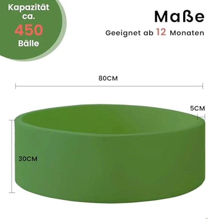 Zedachica Baby Bällebad 80cm*30cm, runde Schaumbällebad für Kinder ab 1 Jahr, grün, für drinnen, ohne Bälle – Bild 1