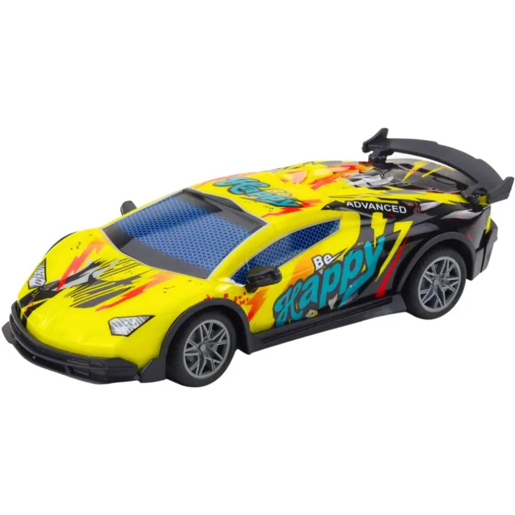 LEAN Toys 23051 RC-Sportwagen 1:22, ferngesteuert mit LED und Graffiti-Design, gelb