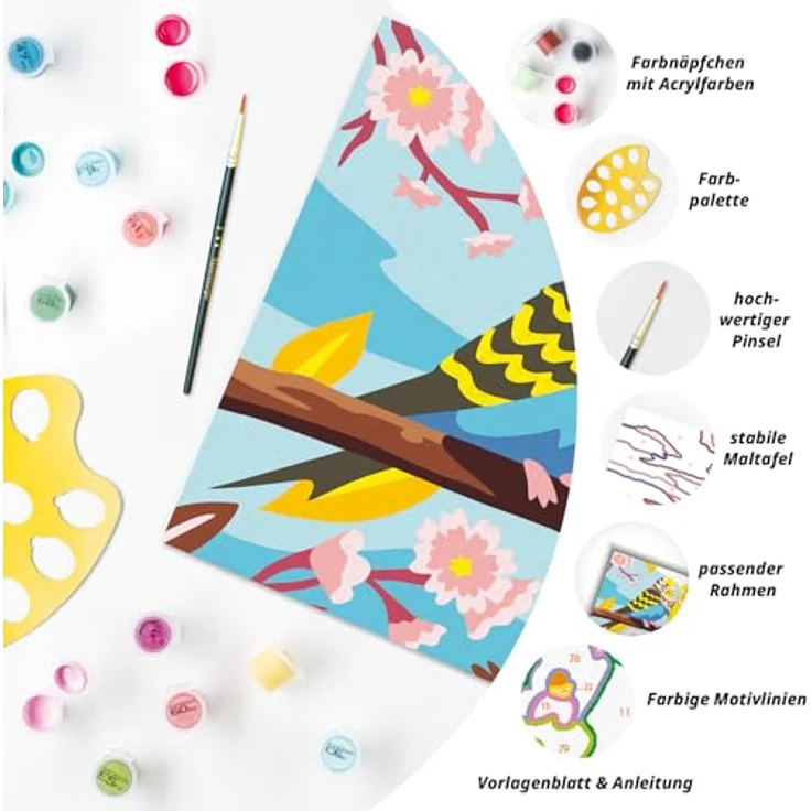 Ravensburger Malen nach Zahlen CreArt, Bunte Wellensittiche, 15 Acrylfarben, Made in Europe – Bild 5