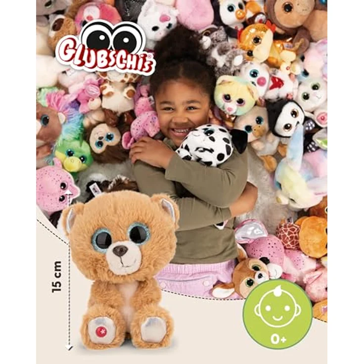 NICI Kuscheltier GLUBSCHIS Bär Bonno 15cm, braun, weiches Plüschtier mit glitzernden blauen Augen, ideales Geschenk für Kinder und Erwachsene – Bild 2