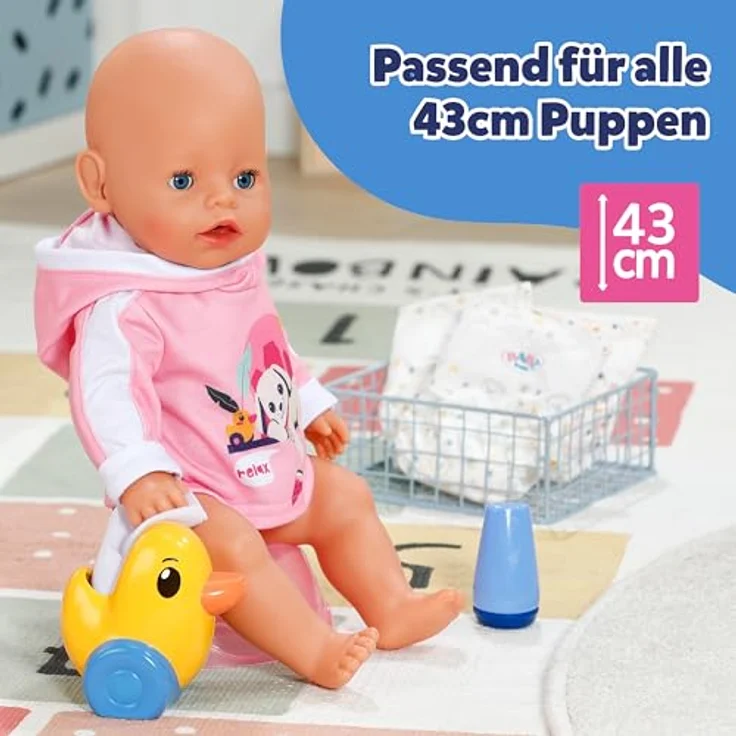 BABY Born Töpfchen Set für 43cm Puppen, inkl. Windeln, Creme-Dose & Ente Berta als Papierspender, 838365 Zapf Creation – Bild 5