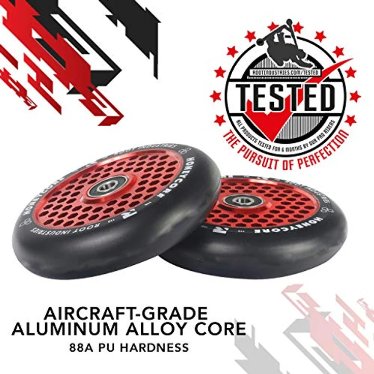 Root Industries Stuntscooter 2 x Root Industries Honeycore Stunt-Scooter Rolle 110mm Rot/PU Schwarz - Leichte Stunt-Scooter Rolle mit Honeycore Design – Bild 3