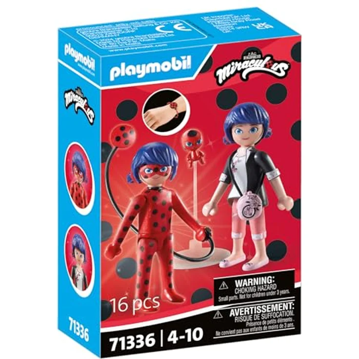 PLAYMOBIL Miraculous Marinette & Ladybug, Spielfigurenset mit Kwami Tikki und Zubehör, detailreiches Spielzeug für Kinder ab 4 Jahren, 71336 – Bild 2