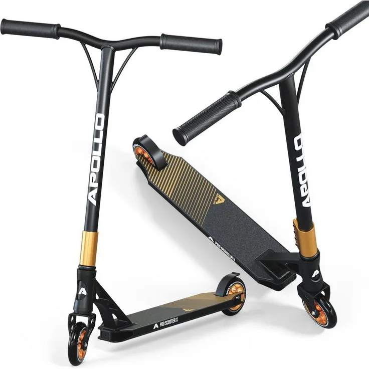 Apollo Stuntscooter Stunt Scooter Genesis X Pro - High End Stuntscooter mit 120mm Alu Core Wheels Kickscooter, Schwarz