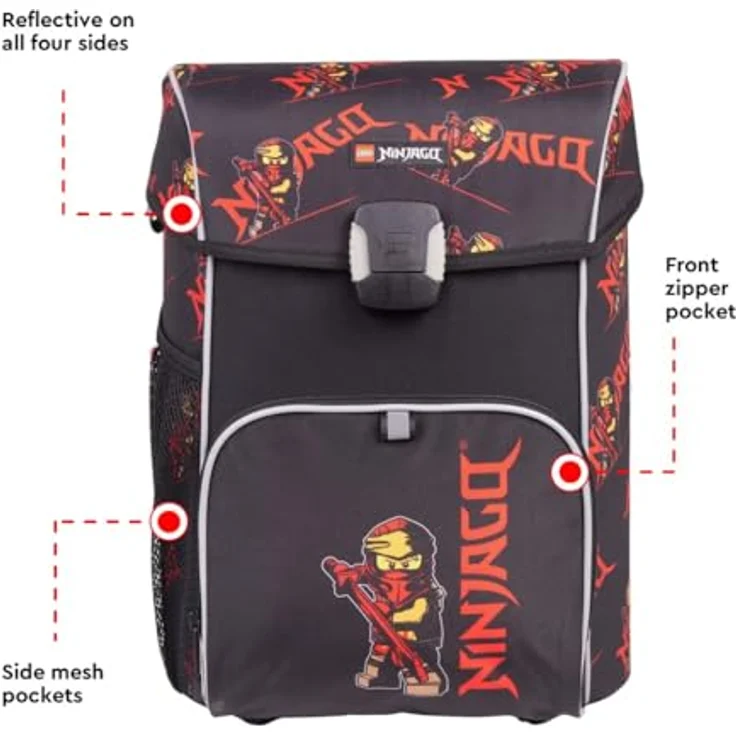SKANDO BAGS Lego NINJAGO Schulranzen-Set - 6-teiliges Komplettpaket, Rot – Bild 2