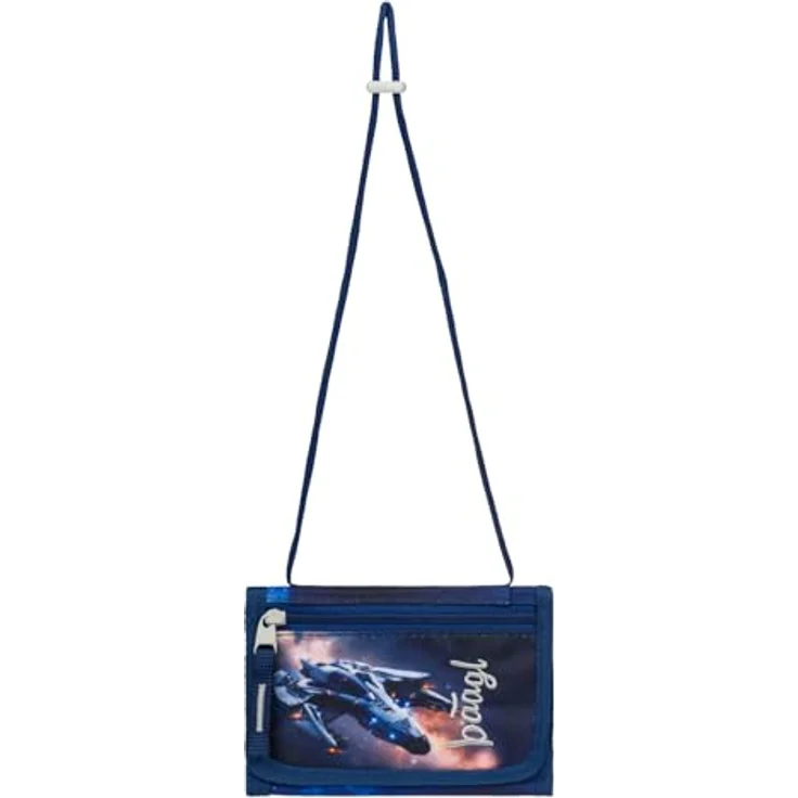 Baagl Brustbeutel Kinder Geldbörse Mini - Space Ship, strapazierfähiges Polyester, mit Kordel und Münzfach, 14,5 x 8,5 cm – Bild 2