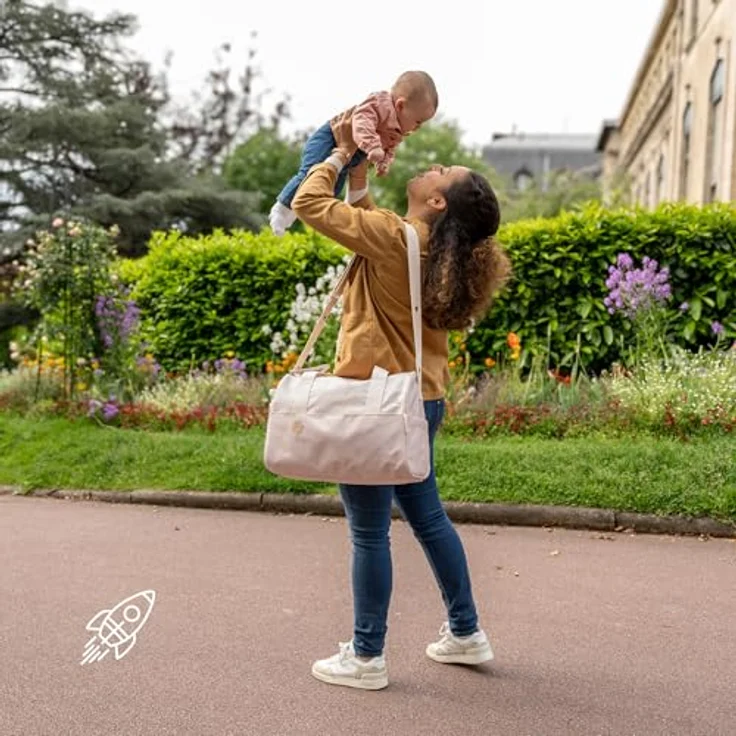 Badabulle Wickeltasche Pocketstyle Creme - Kinderwagentasche mit 23L Fassungsvermögen und Zubehör – Bild 2