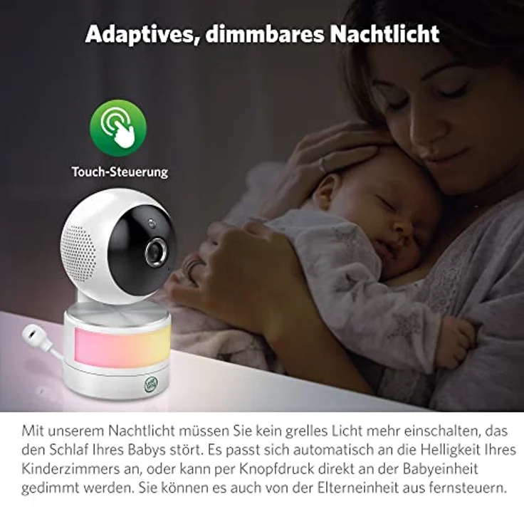 LeapFrog LF915HD Babyphone mit Kamera, Babyfon mit Kamera 5-Zoll, Video Baby Monitor, Audio Babyphone mit Zoom, Gegensprech, Nachtsicht, Nachtlicht, Temperatur/Feuchtigkeitssensor, Weitwinkelobjektiv – Bild 4
