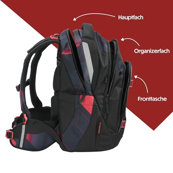 coocazoo Schulranzen MATE FC Bayern, ergonomischer Schulrucksack mit Easy-Grow-System, 30 Liter, für Körpergröße 135-180 cm, inkl. Mäppchen – Bild 3