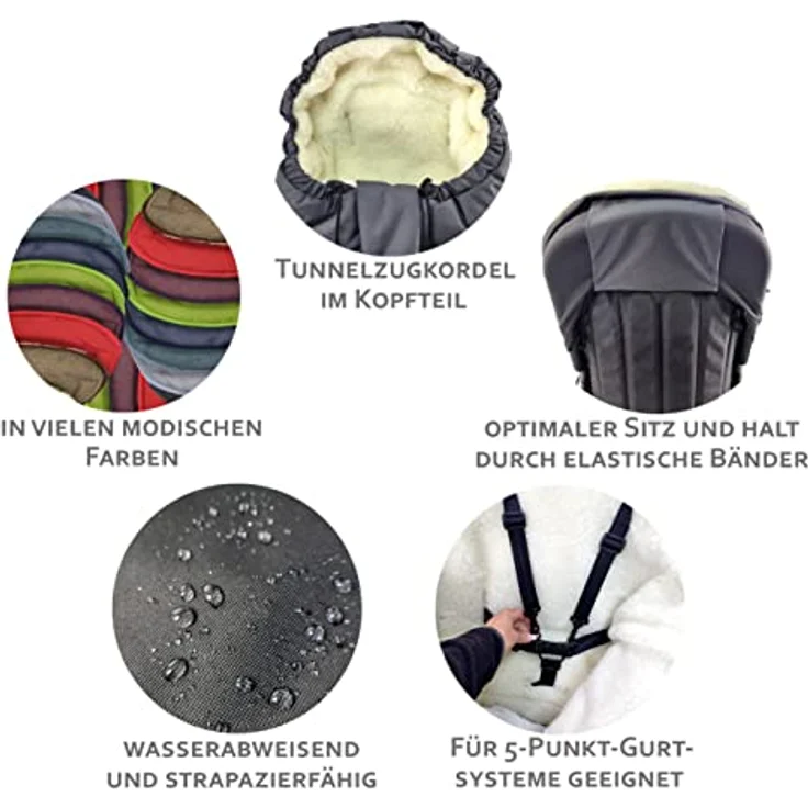 BAMBINIWELT Winterfußsack Fußsack für Kinderwagen, Buggy oder Schlitten, in Mumienform, aus Wolle, Größe anpassbar, MUMIE MELIERT (braun MELIERT) – Bild 4