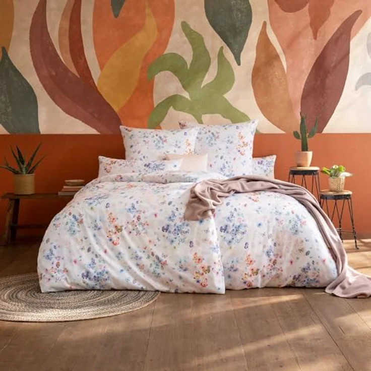 ESTELLA Bettwäsche Gabriela, Multicolor, 3-teilig, 155x220 cm + 80x80 cm + 40x80 cm, Mako-Satin, seidig-glänzende Oberfläche, pflegeleicht & trocknerfest, atmungsaktiv & anschmiegsam, 100% Baumwolle – Bild 2