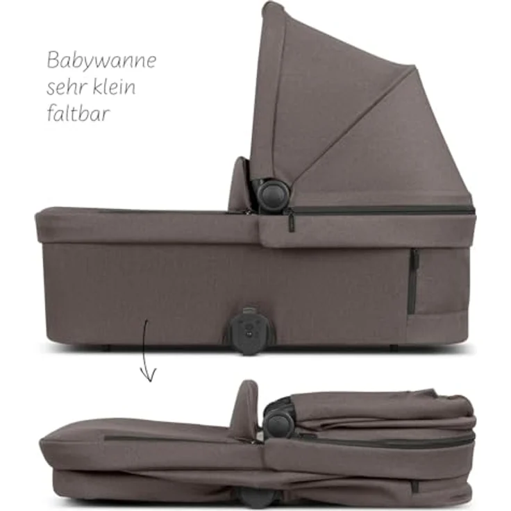 ABC City Life 2in1 Kombikinderwagen Set mit Tragewanne, kompakt für die Stadt, robuste Reifen, verstellbarer Sitz, Farbe: Nature – Bild 5