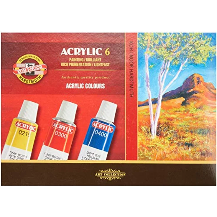 Koh-I-Noor 016270100000 Acryl-Farben Set, 6 Farben à 16 ml, hohe Qualität aus der Tschechischen Republik – Bild 2