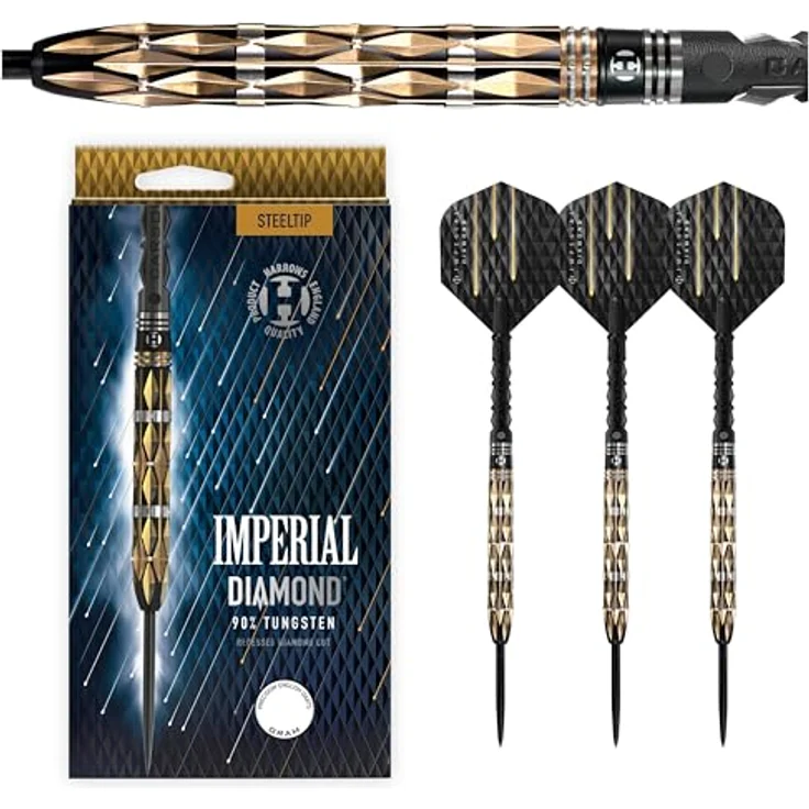 Harrows Imperial Diamond 90% Tungsten Dartpfeile, 24g mit diamantgefrästem Griff und Nickel-Silber-Schäften – Bild 1