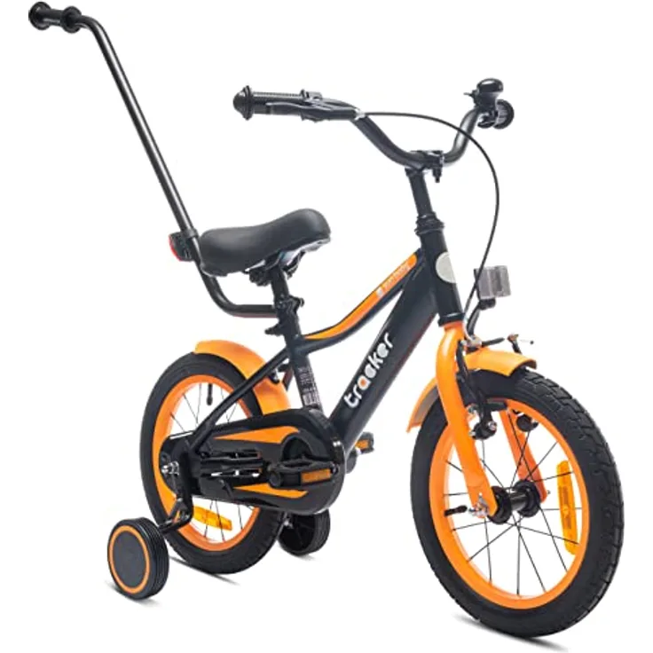 Sun Baby Jungenfahrrad 14 Zoll Tracker Bike mit Stützrädern Neon Orange, 2-6 Jahre