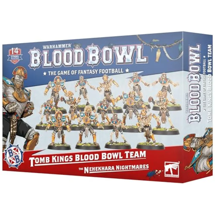 Games Workshop Blood Bowl: Tomb Kings Team - The Nehekhara Nightmares, 14 Kunststoff-Miniaturen mit kunstvoller Rüstung und historischen Details