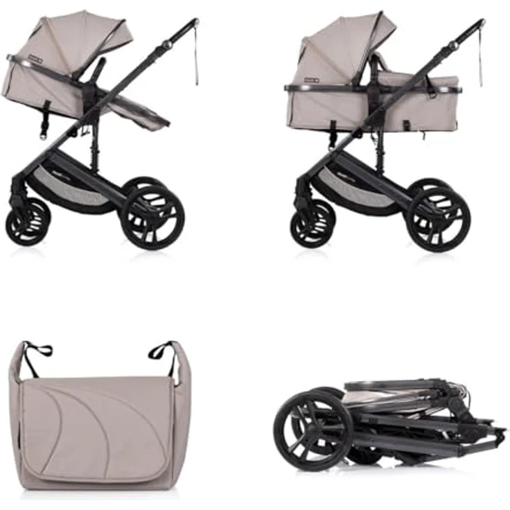 Chipolino Kinderwagen 2 in 1 Amore, mit Getränkehalter, Wickeltasche, Fußabdeckung und Korb, braun – Bild 5