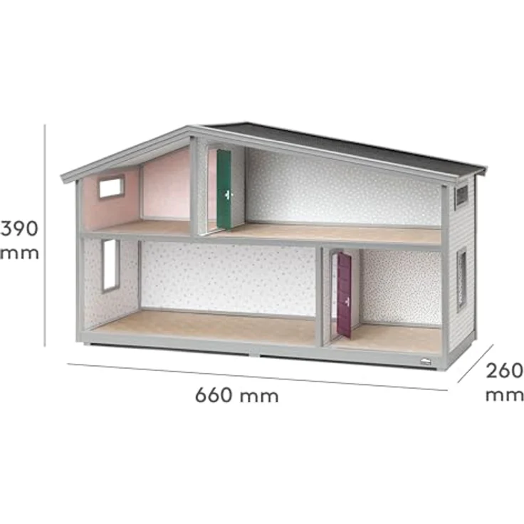 Lundby Puppenhaus – 2-stöckiges Miniatur Haus – Flexibel erweiterbar – Grau-weißes Dollhouse - Preisvergleich – Bild 4