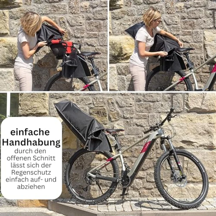 Zamboo Fahrradkindersitz Schwarz, Regenschutz für Kinder-Fahrradsitz, wasserabweisend & einfach anzubringen – Bild 6