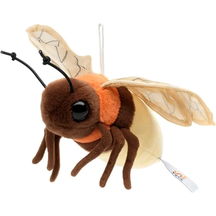 Uni-Toys Glühwürmchen, Plüsch-Insekt mit Licht, 17 cm, naturgetreues Design, inkl. austauschbare LR44 Batterien – Bild 2