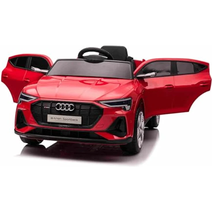Beneo Motors Elektrisches Kinderauto Audi E-tron Sportback 12V, rot, mit breitem Einzelsitz, Dreipunkt-Sicherheitsgurt, 2,4 GHz Fernbedienung, USB/AUX-Eingang, Federung und LED-Beleuchtung – Bild 2