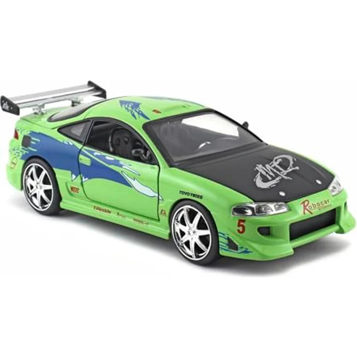Jada Fast & Furious 1995 Mitsubishi Eclipse, Modellauto im Maßstab 1:24 mit funktionierenden Türen und Kofferraum, grün – Bild 3