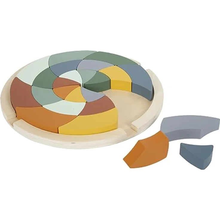 Small Foot Wooden Shape Puzzle Safari Round, 24 Teile, pädagogisches Spielzeug für Kleinkinder – Bild 1