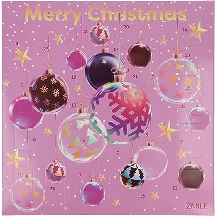 ZMILE COSMETICS Adventskalender 3D Christmas Balls (24-tlg), vegane Kosmetik - Beauty-Festival mit schimmerndem Lidschatten, funkelndem Nagellack und faszinierendem Highlighter, Reisegröße, ideal als Geschenk, Cover-Motiv auf Rückseite – Bild 2