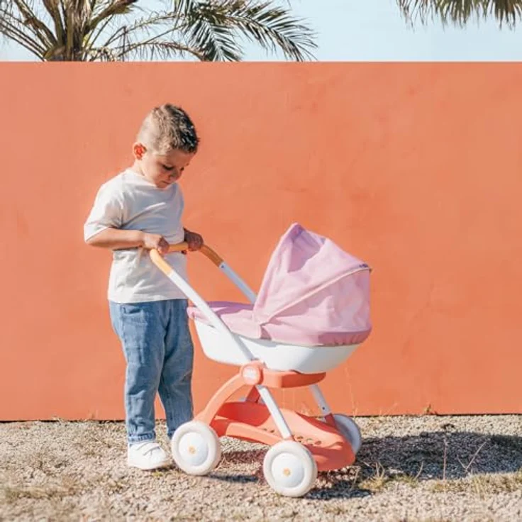 Smoby Baby Nurse Puppenwagen, für Puppen bis 42 cm, abnehmbarer Korb, Metallrahmen, Verdeck aus robustem Textilstoff, Griffhöhe 58 cm, für Kinder ab 18 Monaten, produziert in Spanien – Bild 2