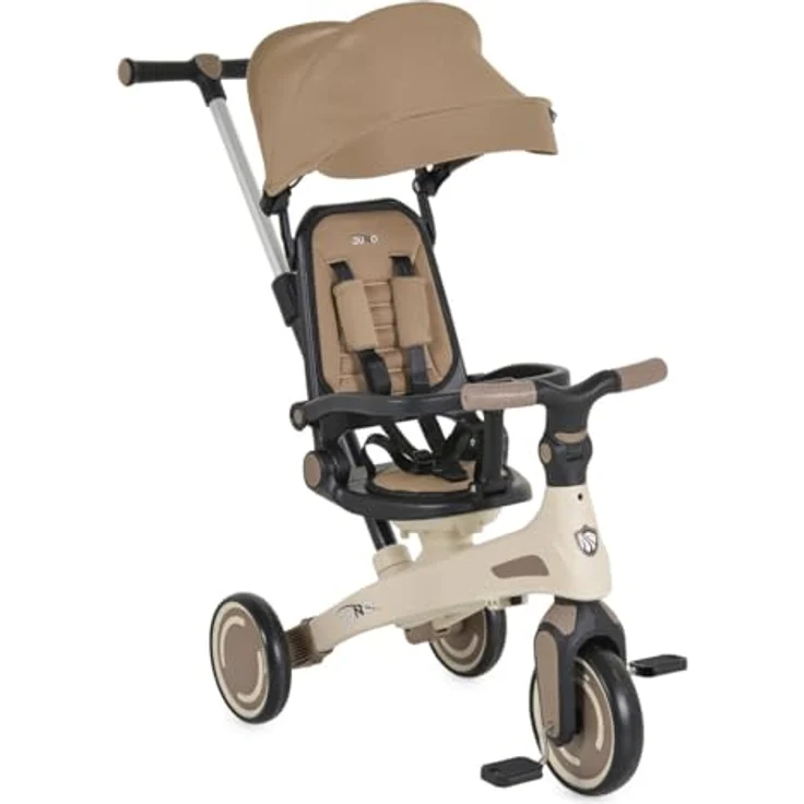 Byox Tricycle Juno 4 in 1, Dreirad mit Schiebegriff, drehbarem Sitz, anpassbarem Sonnendach, beige – Bild 2