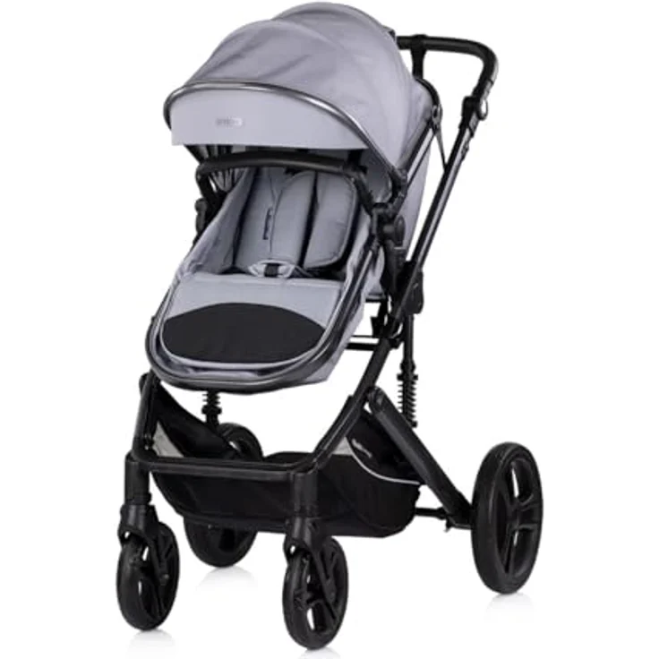 Chipolino Amore Kinderwagen 2 in 1, ab Geburt, mit Getränkehalter, Wickeltasche, Fußabdeckung und verstellbarem Sonnenblende, hellgrau – Bild 3