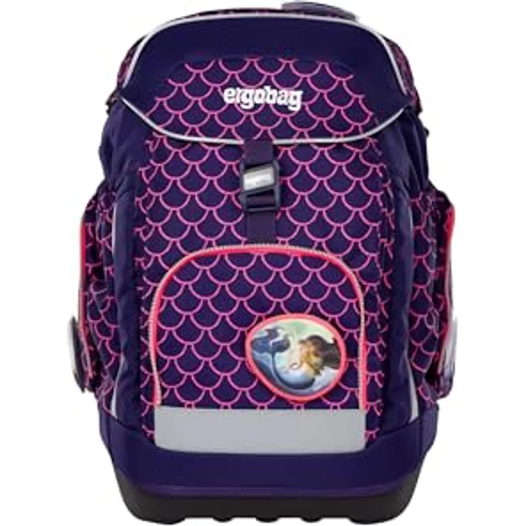ergobag Maxi Set 6-teilig, ergonomischer Schulrucksack mit höhenverstellbarem Tragesystem, lila PerlentauchBär für große Kinder ab 1. Klasse – Bild 2